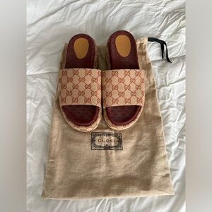 Gucci GG Supreme Platform Sandal Dark Red (Women's)